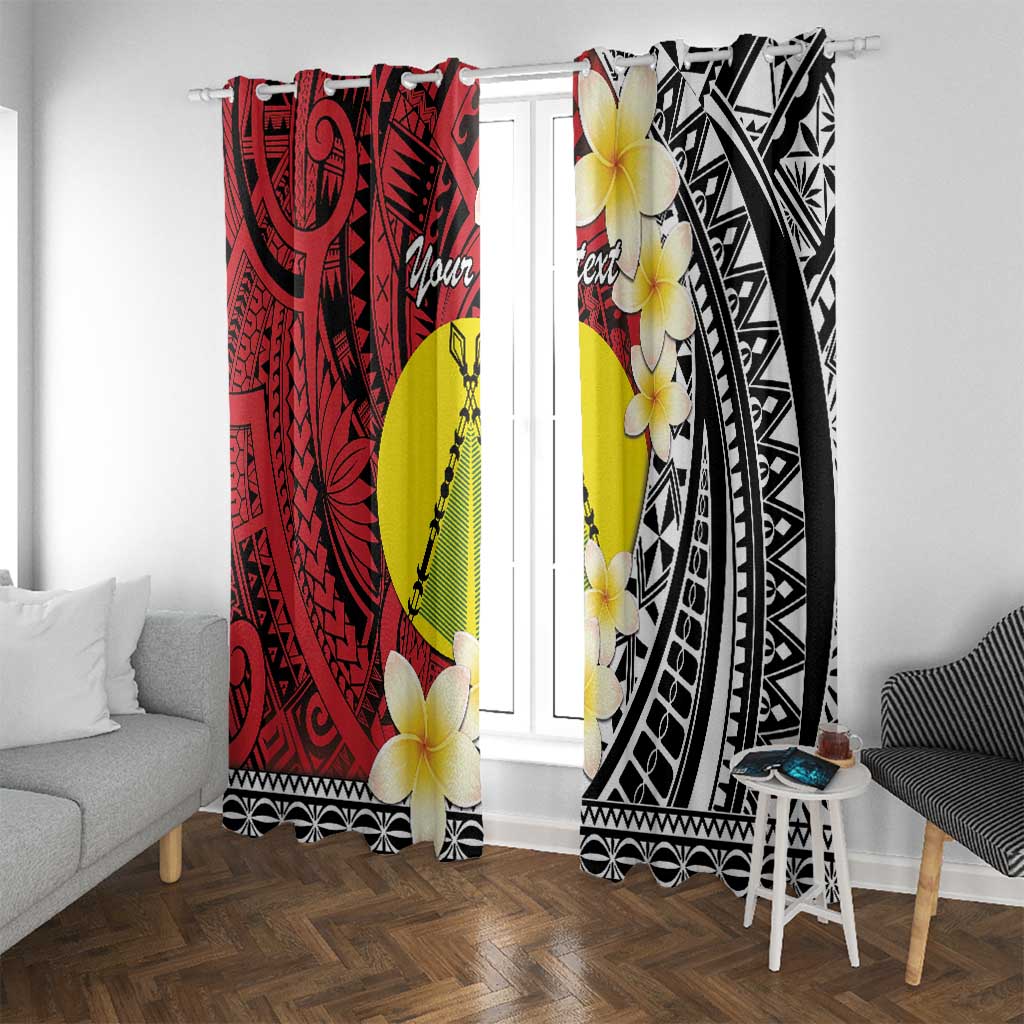 Sigave Chiefdom Wallis and Futuna Personalized Window Curtain Frangipani Flowers Polynesian Pattern LT9 With Grommets Red - Polynesian Pride