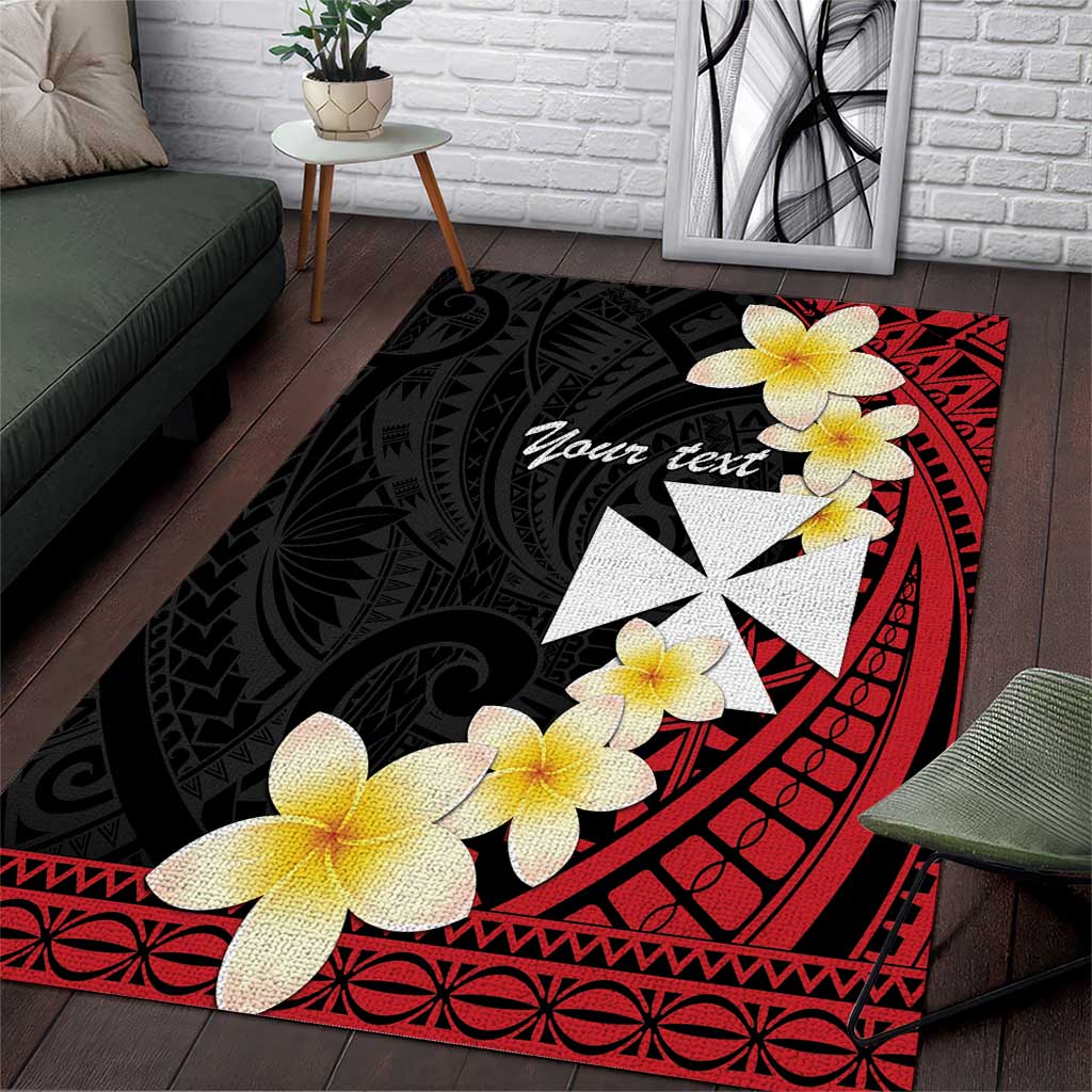Uvea Chiefdom Wallis and Futuna Personalized Area Rug Frangipani Flowers Polynesian Pattern LT9 Red - Polynesian Pride