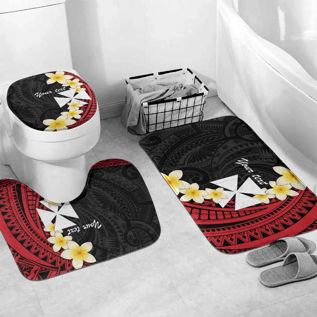 Uvea Chiefdom Wallis and Futuna Personalized Bathroom Set Frangipani Flowers Polynesian Pattern LT9 Mat Set Only (3 pcs) One Size Red - Polynesian Pride