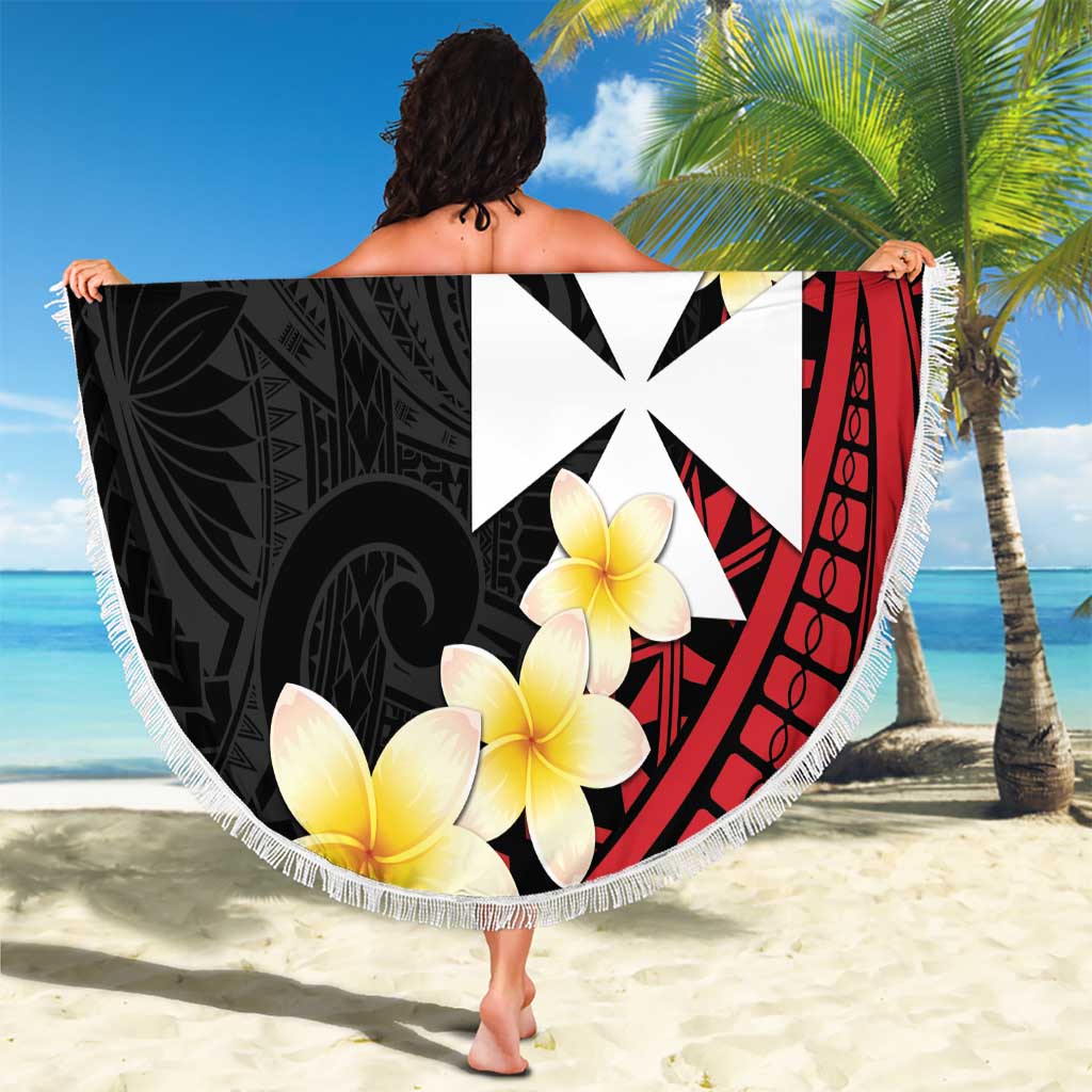 Uvea Chiefdom Wallis and Futuna Personalized Beach Blanket Frangipani Flowers Polynesian Pattern LT9 - Polynesian Pride