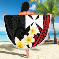 Uvea Chiefdom Wallis and Futuna Personalized Beach Blanket Frangipani Flowers Polynesian Pattern LT9 - Polynesian Pride