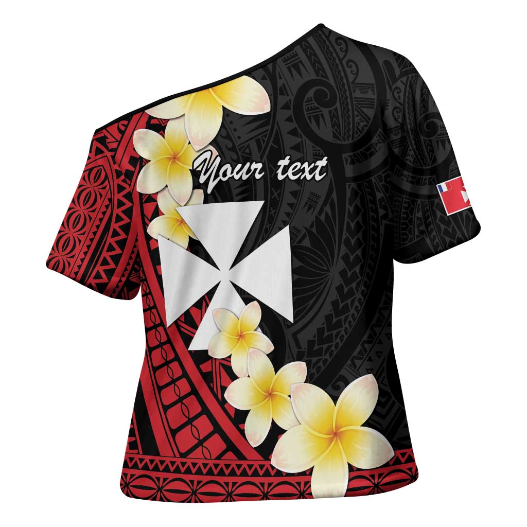 Uvea Chiefdom Wallis and Futuna Personalized Cross Shoulder Shirt Frangipani Flowers Polynesian Pattern LT9 - Polynesian Pride