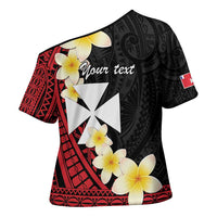 Uvea Chiefdom Wallis and Futuna Personalized Cross Shoulder Shirt Frangipani Flowers Polynesian Pattern LT9 - Polynesian Pride