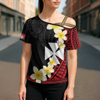 Uvea Chiefdom Wallis and Futuna Personalized Cross Shoulder Shirt Frangipani Flowers Polynesian Pattern LT9 - Polynesian Pride