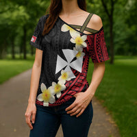 Uvea Chiefdom Wallis and Futuna Personalized Cross Shoulder Shirt Frangipani Flowers Polynesian Pattern LT9 - Polynesian Pride