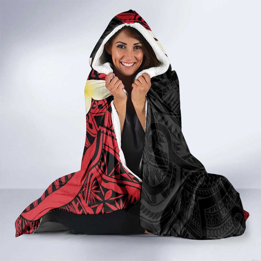 Uvea Chiefdom Wallis and Futuna Personalized Hooded Blanket Frangipani Flowers Polynesian Pattern LT9 - Polynesian Pride