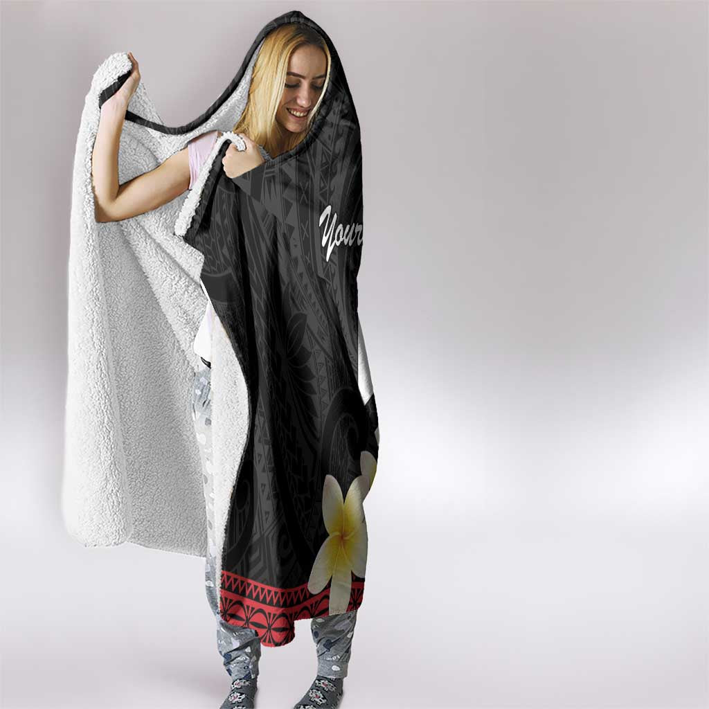 Uvea Chiefdom Wallis and Futuna Personalized Hooded Blanket Frangipani Flowers Polynesian Pattern LT9 - Polynesian Pride