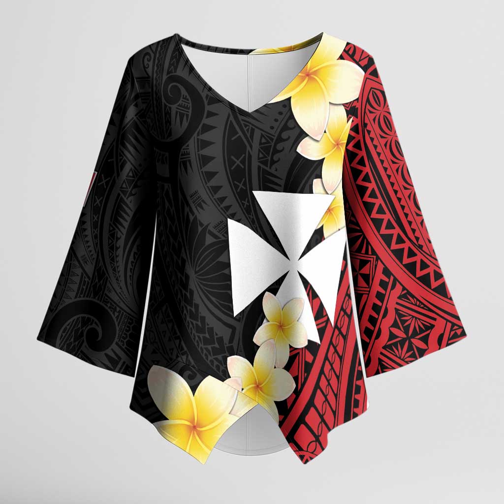Uvea Chiefdom Wallis and Futuna Personalized Kimono Sleeve Blouse Frangipani Flowers Polynesian Pattern LT9 Female Red - Polynesian Pride