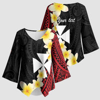 Uvea Chiefdom Wallis and Futuna Personalized Kimono Sleeve Blouse Frangipani Flowers Polynesian Pattern LT9 - Polynesian Pride