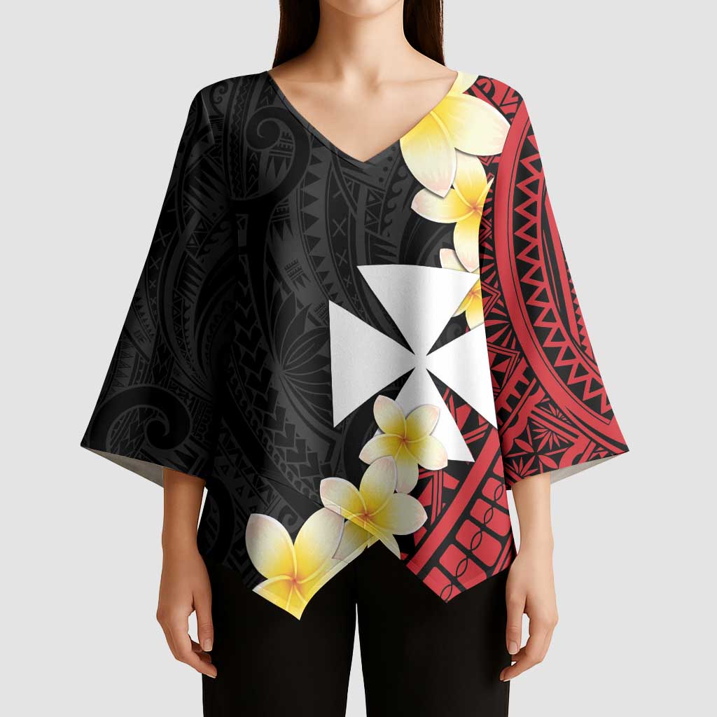 Uvea Chiefdom Wallis and Futuna Personalized Kimono Sleeve Blouse Frangipani Flowers Polynesian Pattern LT9 - Polynesian Pride