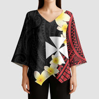 Uvea Chiefdom Wallis and Futuna Personalized Kimono Sleeve Blouse Frangipani Flowers Polynesian Pattern LT9 - Polynesian Pride