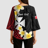 Uvea Chiefdom Wallis and Futuna Personalized Kimono Sleeve Blouse Frangipani Flowers Polynesian Pattern LT9 - Polynesian Pride