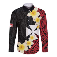 Uvea Chiefdom Wallis and Futuna Personalized Long Sleeve Button Shirt Frangipani Flowers Polynesian Pattern LT9 Unisex Red - Polynesian Pride