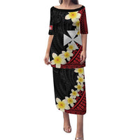 Uvea Chiefdom Wallis and Futuna Personalized Puletasi Frangipani Flowers Polynesian Pattern LT9 Long Dress Red - Polynesian Pride