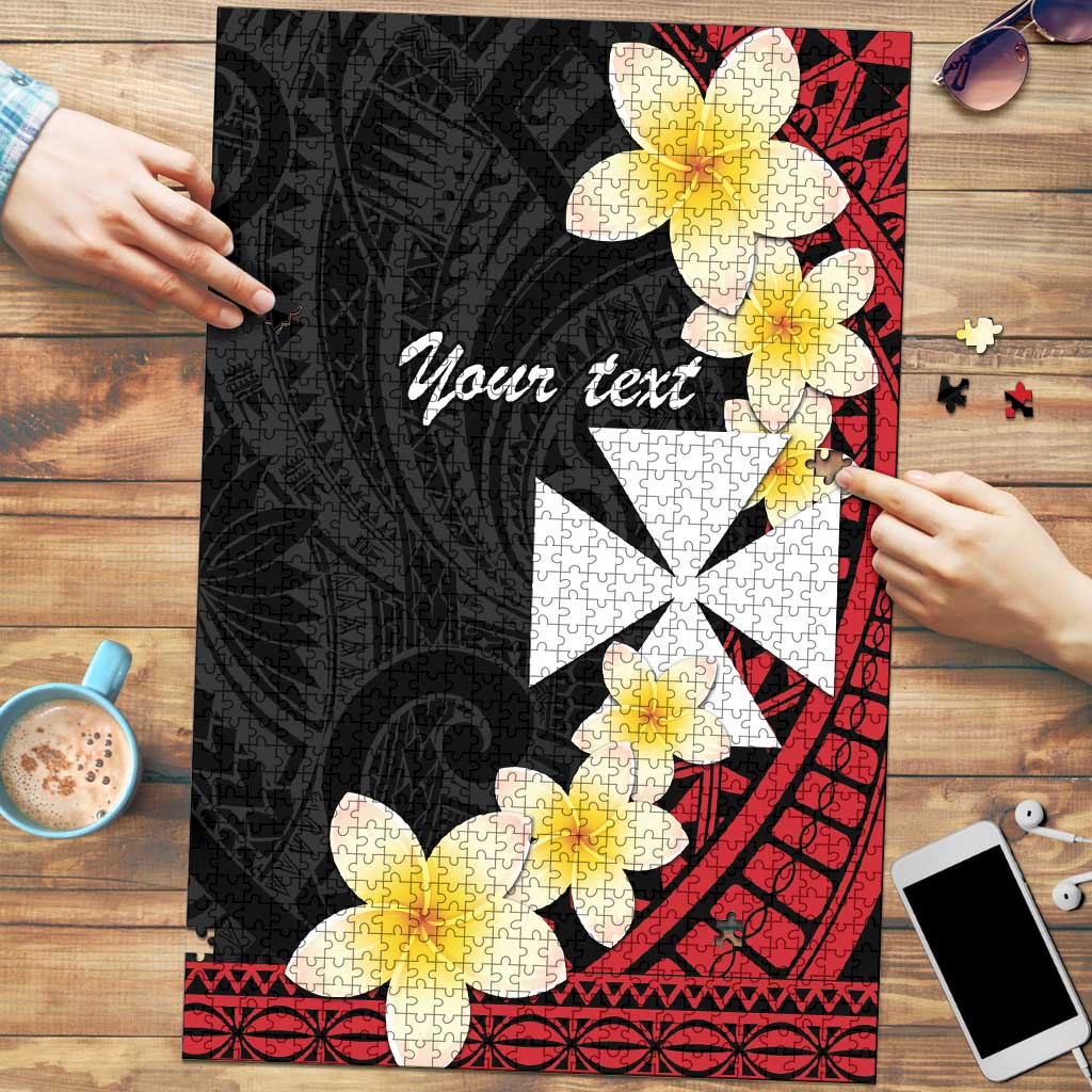 Uvea Chiefdom Wallis and Futuna Personalized Puzzle Frangipani Flowers Polynesian Pattern LT9 Red - Polynesian Pride