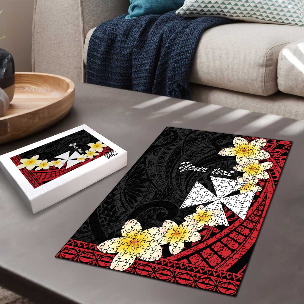 Uvea Chiefdom Wallis and Futuna Personalized Puzzle Frangipani Flowers Polynesian Pattern LT9 - Polynesian Pride