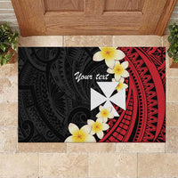 Uvea Chiefdom Wallis and Futuna Personalized Rubber Doormat Frangipani Flowers Polynesian Pattern LT9 Red - Polynesian Pride