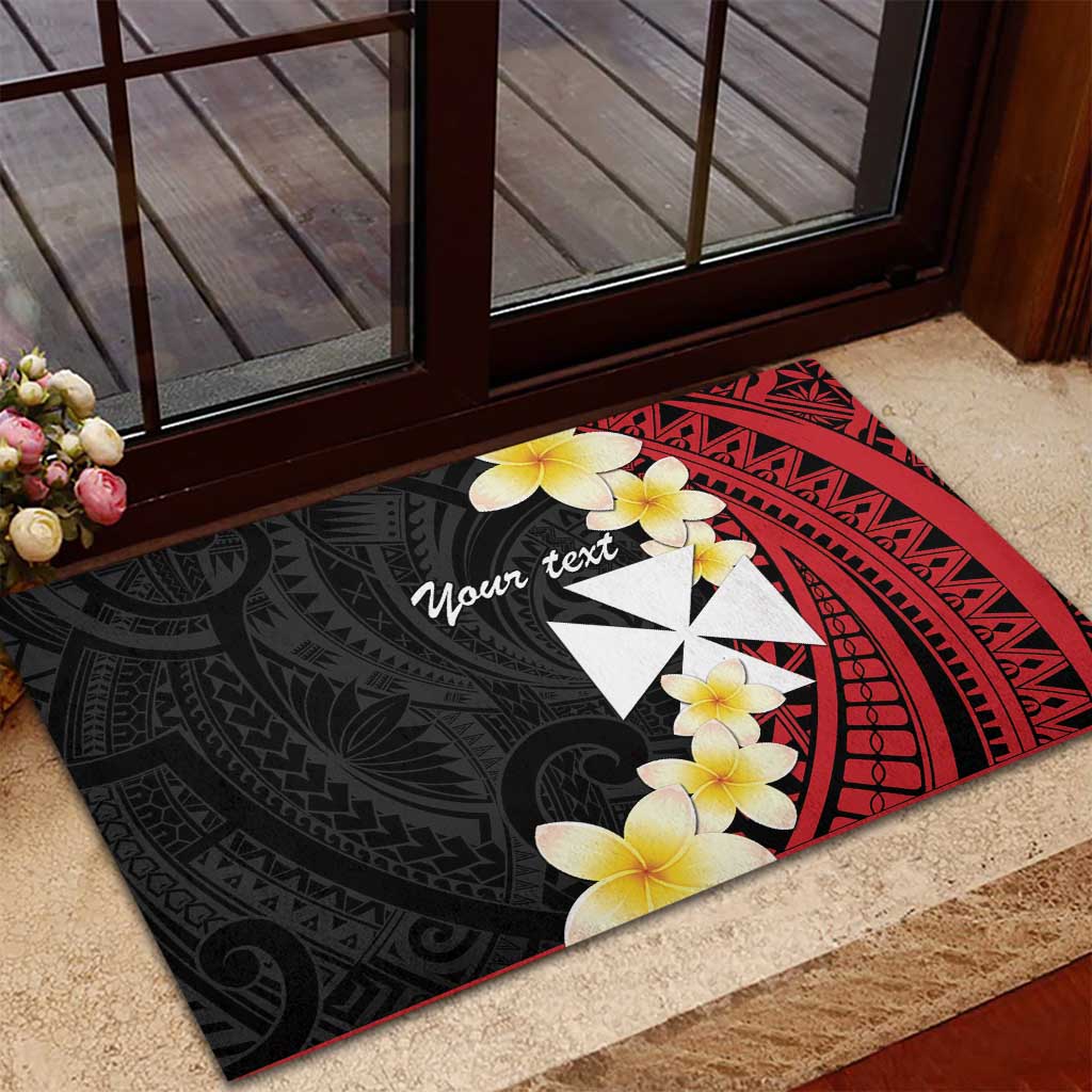 Uvea Chiefdom Wallis and Futuna Personalized Rubber Doormat Frangipani Flowers Polynesian Pattern LT9 - Polynesian Pride