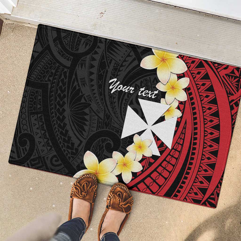 Uvea Chiefdom Wallis and Futuna Personalized Rubber Doormat Frangipani Flowers Polynesian Pattern LT9 - Polynesian Pride