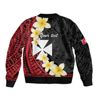 Uvea Chiefdom Wallis and Futuna Personalized Sleeve Zip Bomber Jacket Frangipani Flowers Polynesian Pattern LT9 - Polynesian Pride