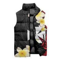 Uvea Chiefdom Wallis and Futuna Personalized Sleeveless Puffer Jacket Frangipani Flowers Polynesian Pattern LT9 - Polynesian Pride