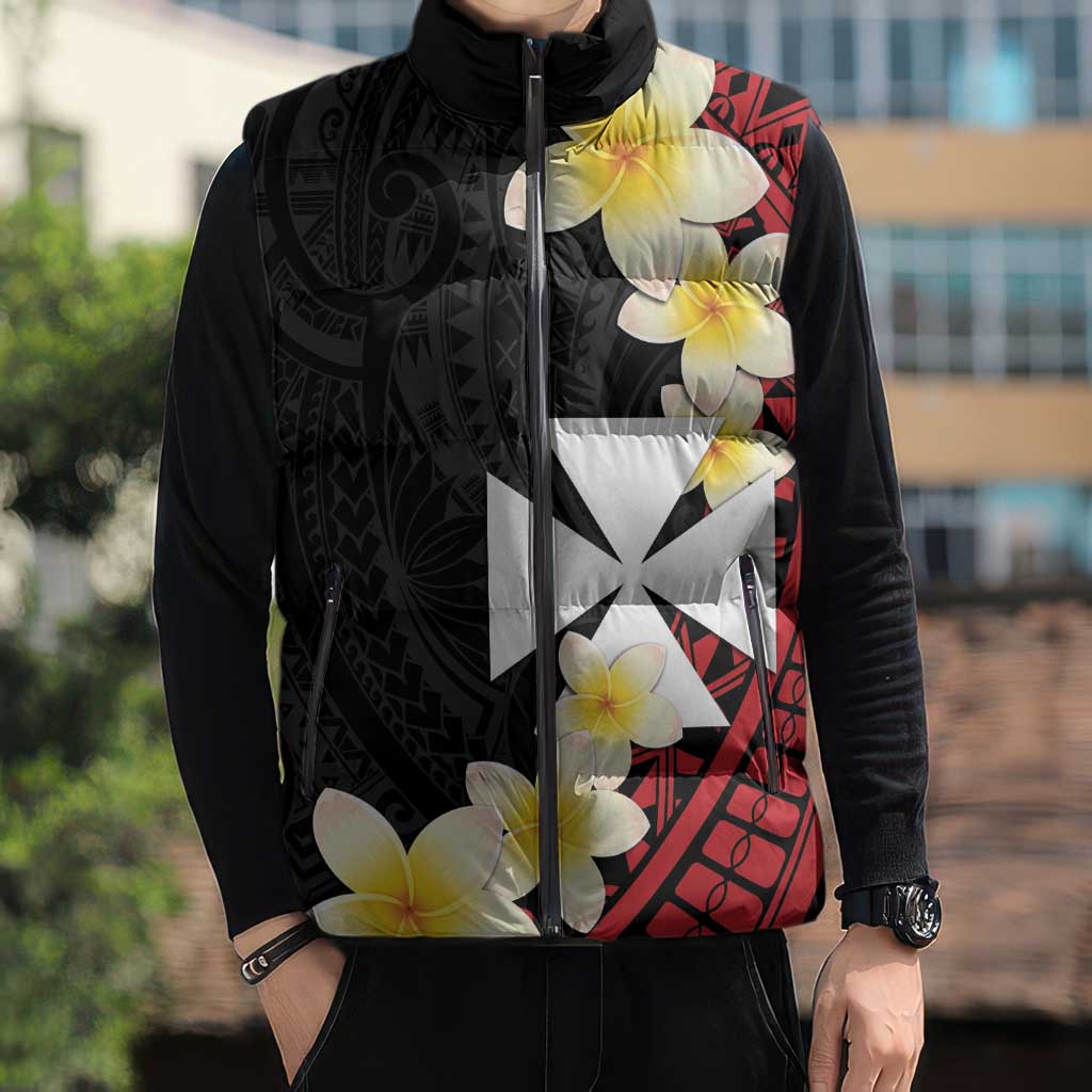 Uvea Chiefdom Wallis and Futuna Personalized Sleeveless Puffer Jacket Frangipani Flowers Polynesian Pattern LT9 - Polynesian Pride