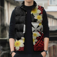 Uvea Chiefdom Wallis and Futuna Personalized Sleeveless Puffer Jacket Frangipani Flowers Polynesian Pattern LT9 - Polynesian Pride