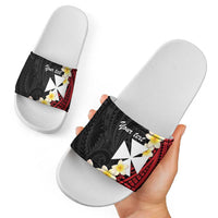 Uvea Chiefdom Wallis and Futuna Personalized Slide Sandals Frangipani Flowers Polynesian Pattern LT9 - Polynesian Pride