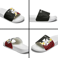 Uvea Chiefdom Wallis and Futuna Personalized Slide Sandals Frangipani Flowers Polynesian Pattern LT9 - Polynesian Pride