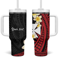 Uvea Chiefdom Wallis and Futuna Personalized Tumbler With Handle Frangipani Flowers Polynesian Pattern LT9 One Size: 40 oz Red - Polynesian Pride