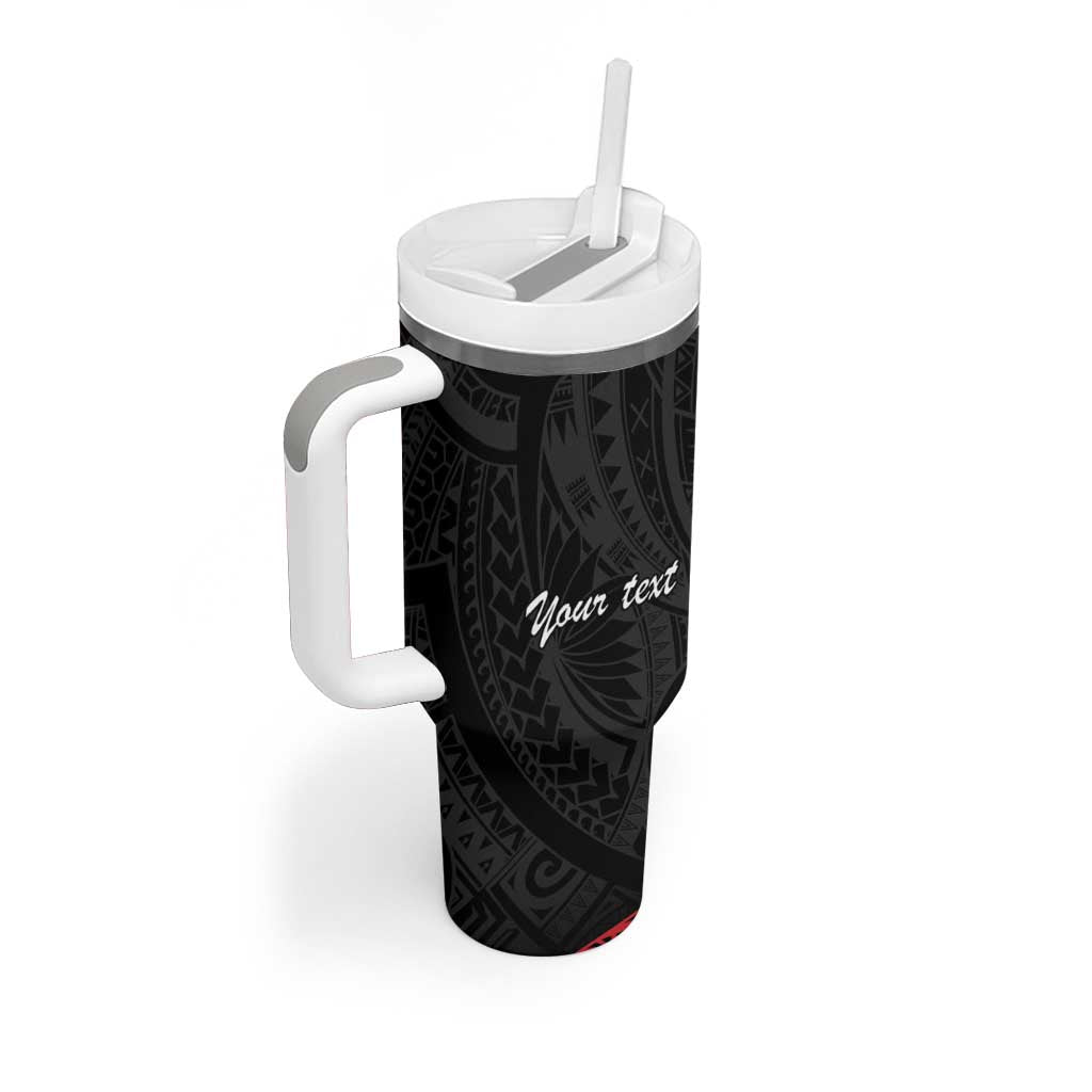 Uvea Chiefdom Wallis and Futuna Personalized Tumbler With Handle Frangipani Flowers Polynesian Pattern LT9 - Polynesian Pride