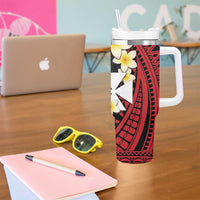 Uvea Chiefdom Wallis and Futuna Personalized Tumbler With Handle Frangipani Flowers Polynesian Pattern LT9 - Polynesian Pride