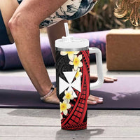 Uvea Chiefdom Wallis and Futuna Personalized Tumbler With Handle Frangipani Flowers Polynesian Pattern LT9 - Polynesian Pride