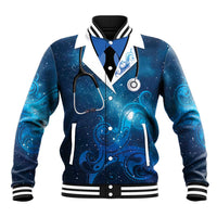 New Zealand Nurses RN Personalised Baseball Jacket Galaxy Stethoscope Maori Motif LT9 Unisex Galaxy - Polynesian Pride