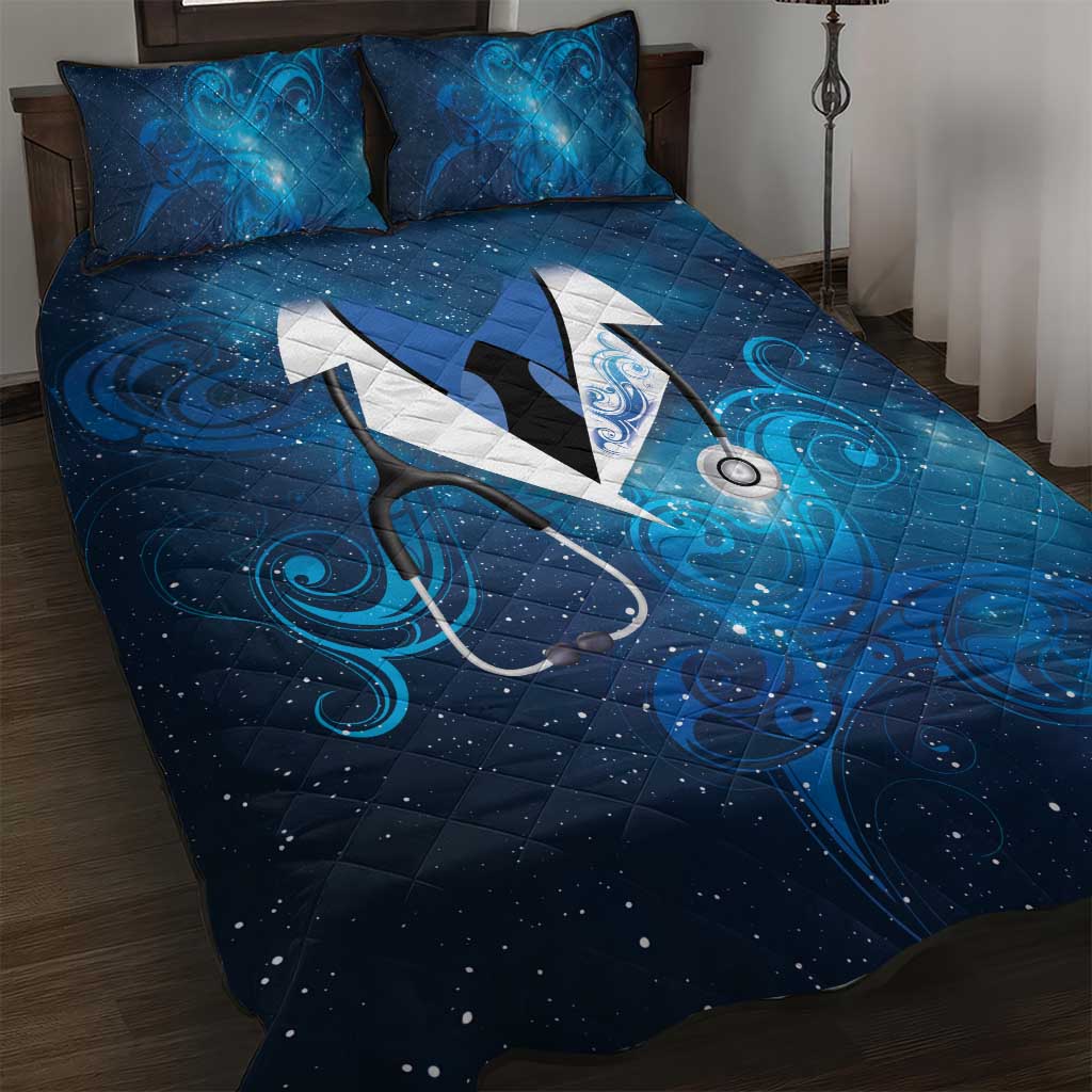 New Zealand Nurses RN Quilt Bed Set Galaxy Stethoscope Maori Motif LT9 Galaxy - Polynesian Pride