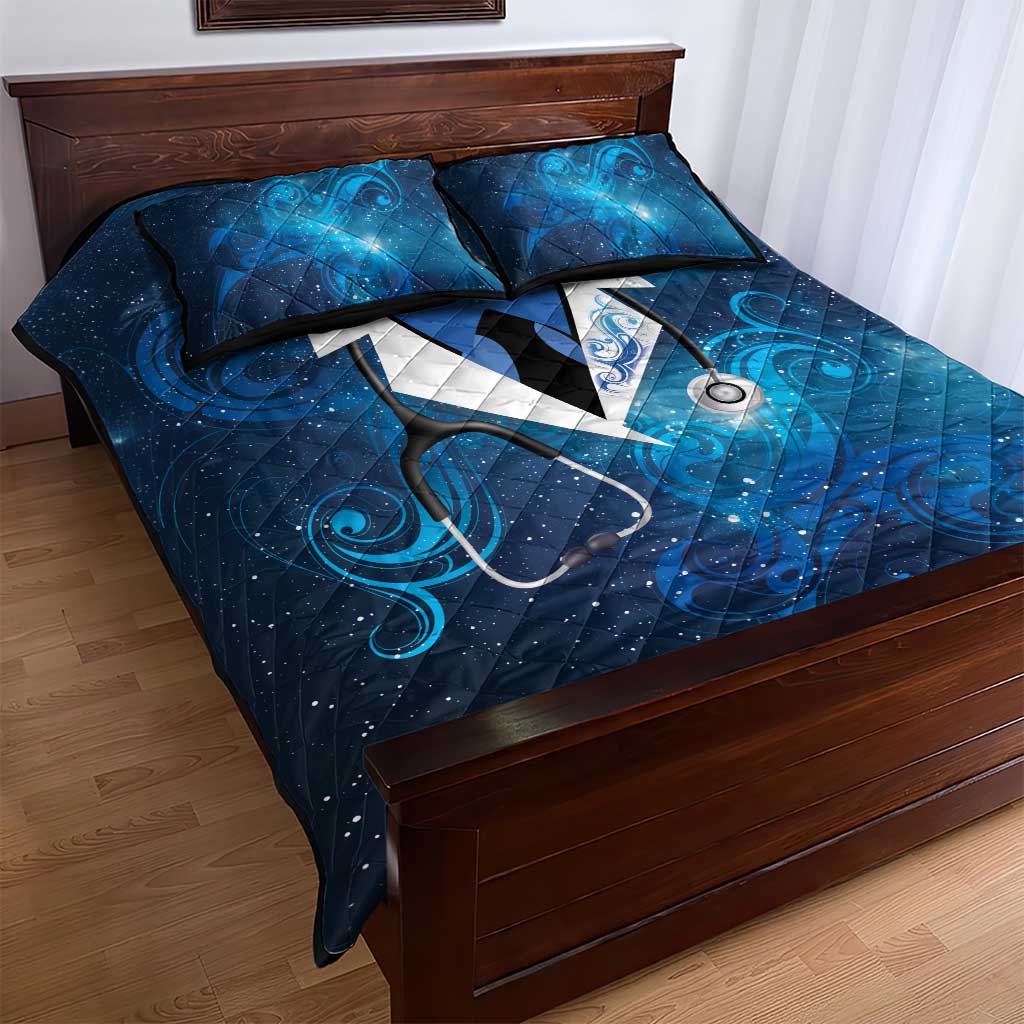 New Zealand Nurses RN Quilt Bed Set Galaxy Stethoscope Maori Motif LT9 - Polynesian Pride