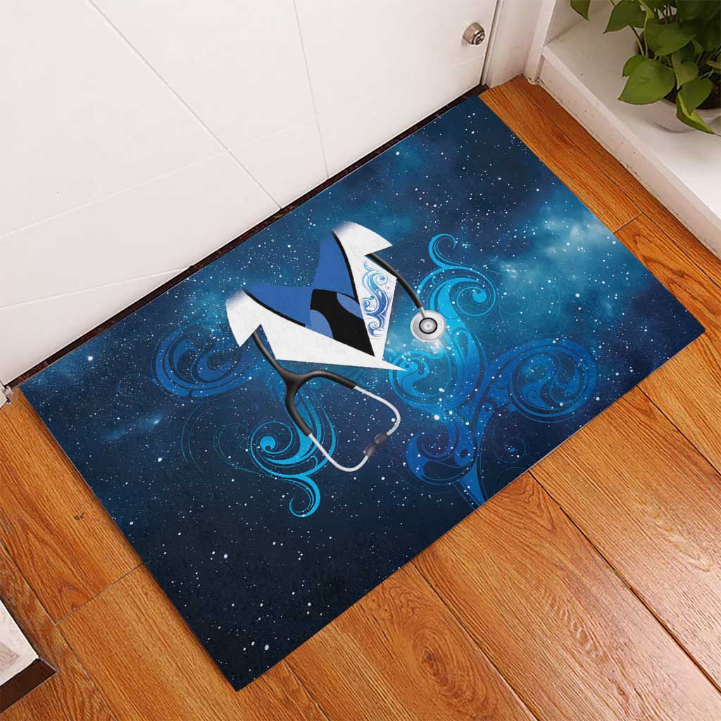 New Zealand Nurses RN Rubber Doormat Galaxy Stethoscope Maori Motif LT9 - Polynesian Pride