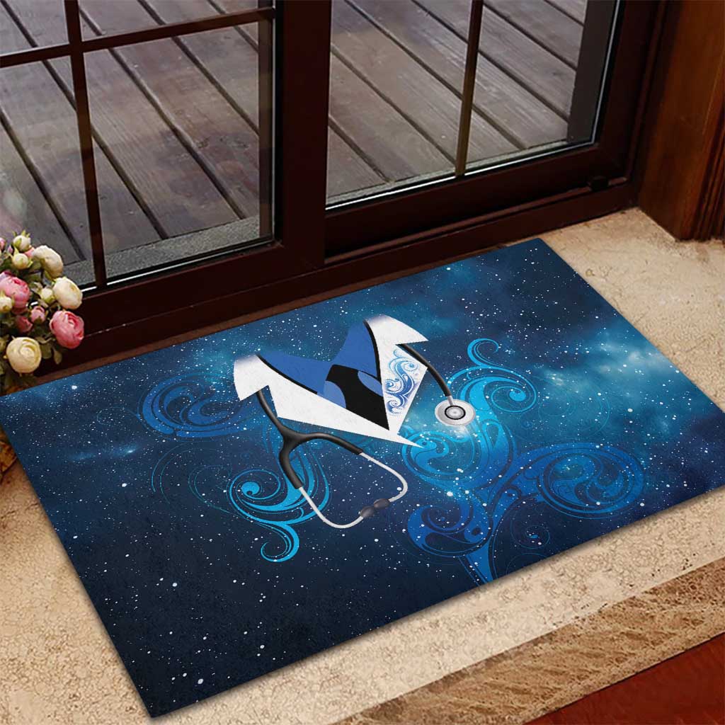 New Zealand Nurses RN Rubber Doormat Galaxy Stethoscope Maori Motif LT9 - Polynesian Pride