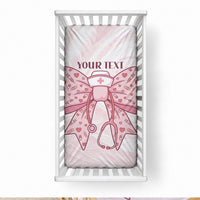 New Zealand Nurses RN Personalised Baby Bed Cover Pink Stethoscope Coquette Bow Maori Motif LT9 28 × 52 in Blue - Polynesian Pride