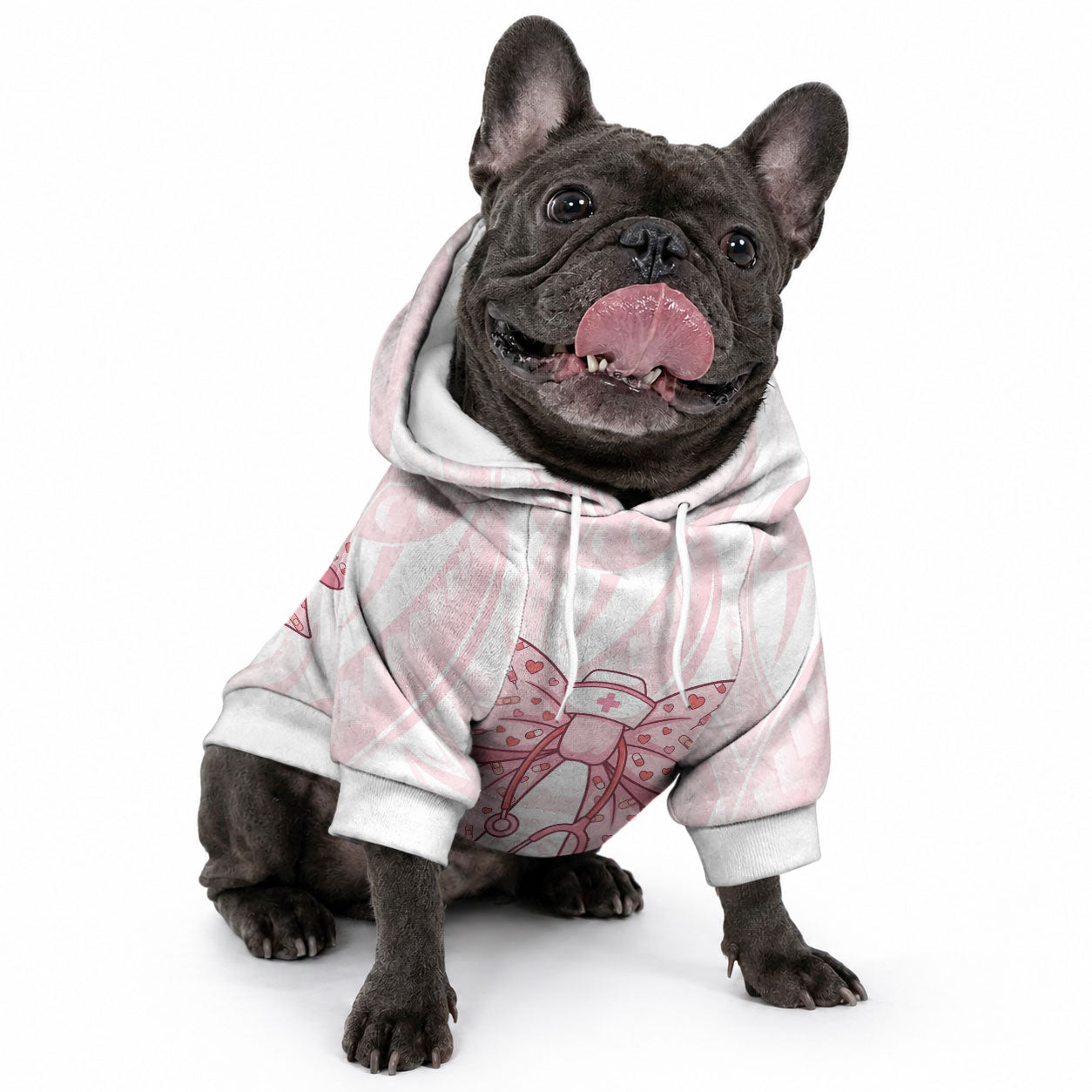 New Zealand Nurses RN Personalised Pet Hoodie Pink Stethoscope Coquette Bow Maori Motif LT9 - Polynesian Pride