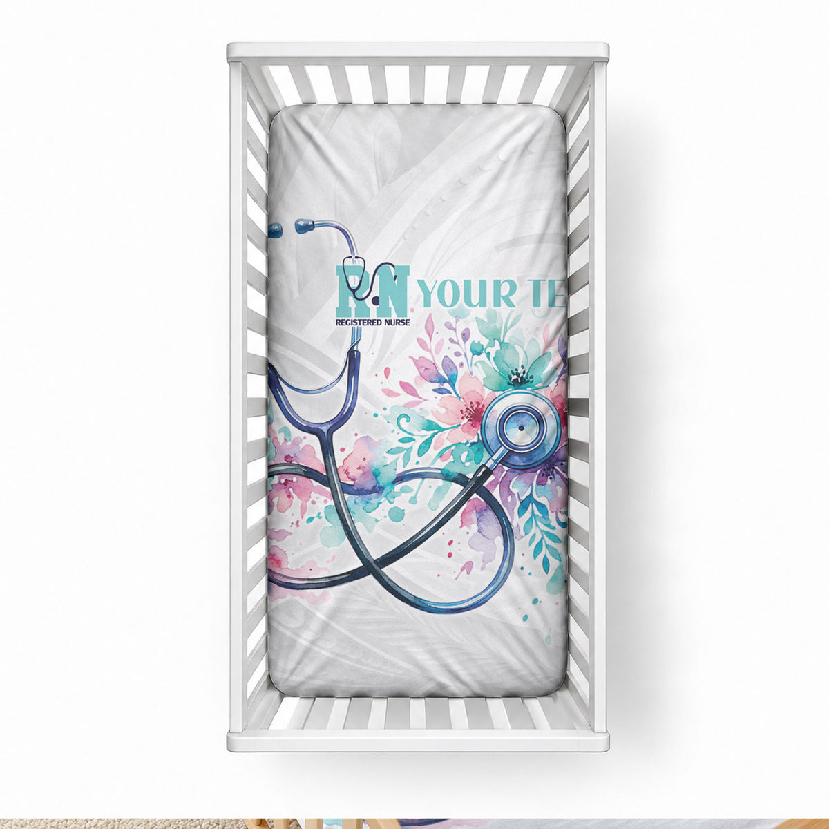 New Zealand Nurses RN Personalised Baby Bed Cover Stethoscope Floral Maori Motif LT9 28 × 52 in Blue - Polynesian Pride