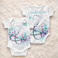 New Zealand Nurses RN Personalised Baby Onesie Stethoscope Floral Maori Motif LT9 - Polynesian Pride
