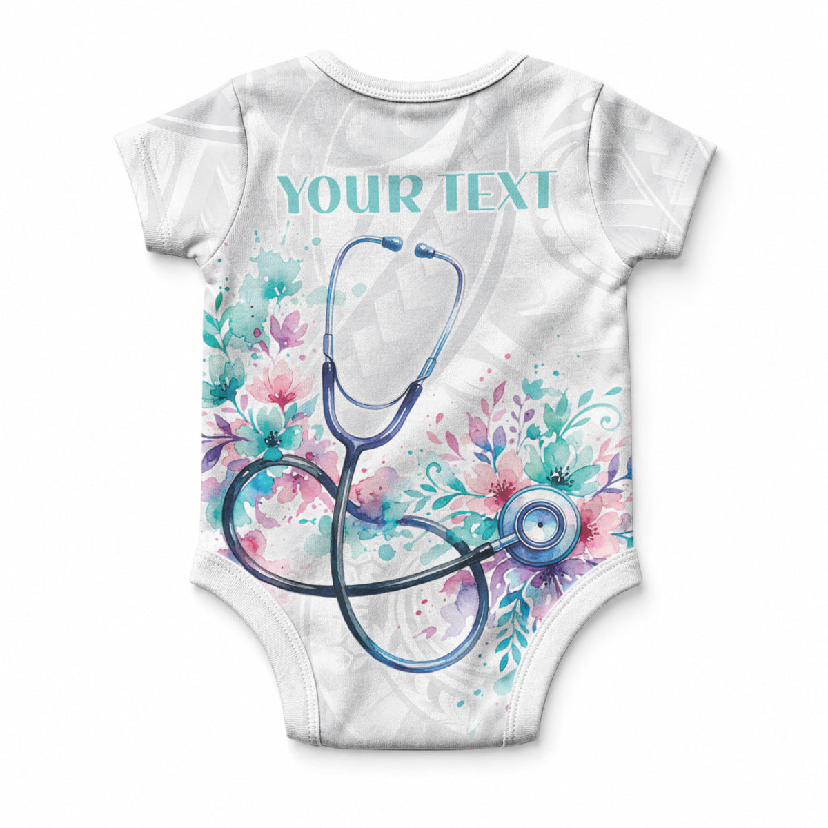 New Zealand Nurses RN Personalised Baby Onesie Stethoscope Floral Maori Motif LT9 - Polynesian Pride