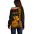 Custom Hawaii Off Shoulder Sweater King Kamehameha - Gold LT9 - Polynesian Pride