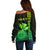 Custom Hawaii Off Shoulder Sweater King Kamehameha - Lime LT9 - Polynesian Pride