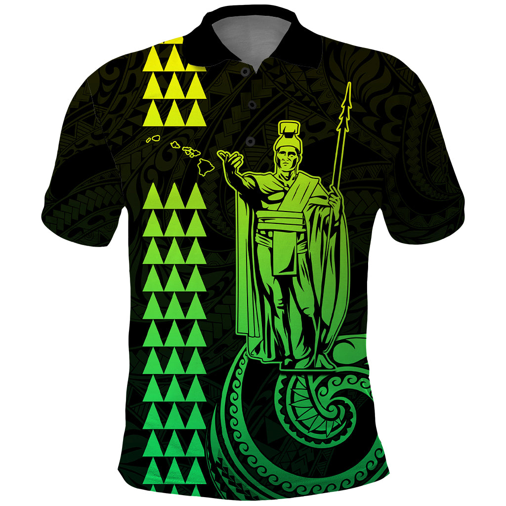 Custom Hawaii Polo Shirt King Kamehameha Lime LT9 Lime - Polynesian Pride