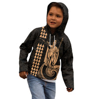 Custom Hawaii Kid Hoodie King Kamehameha - Nude LT9 - Polynesian Pride
