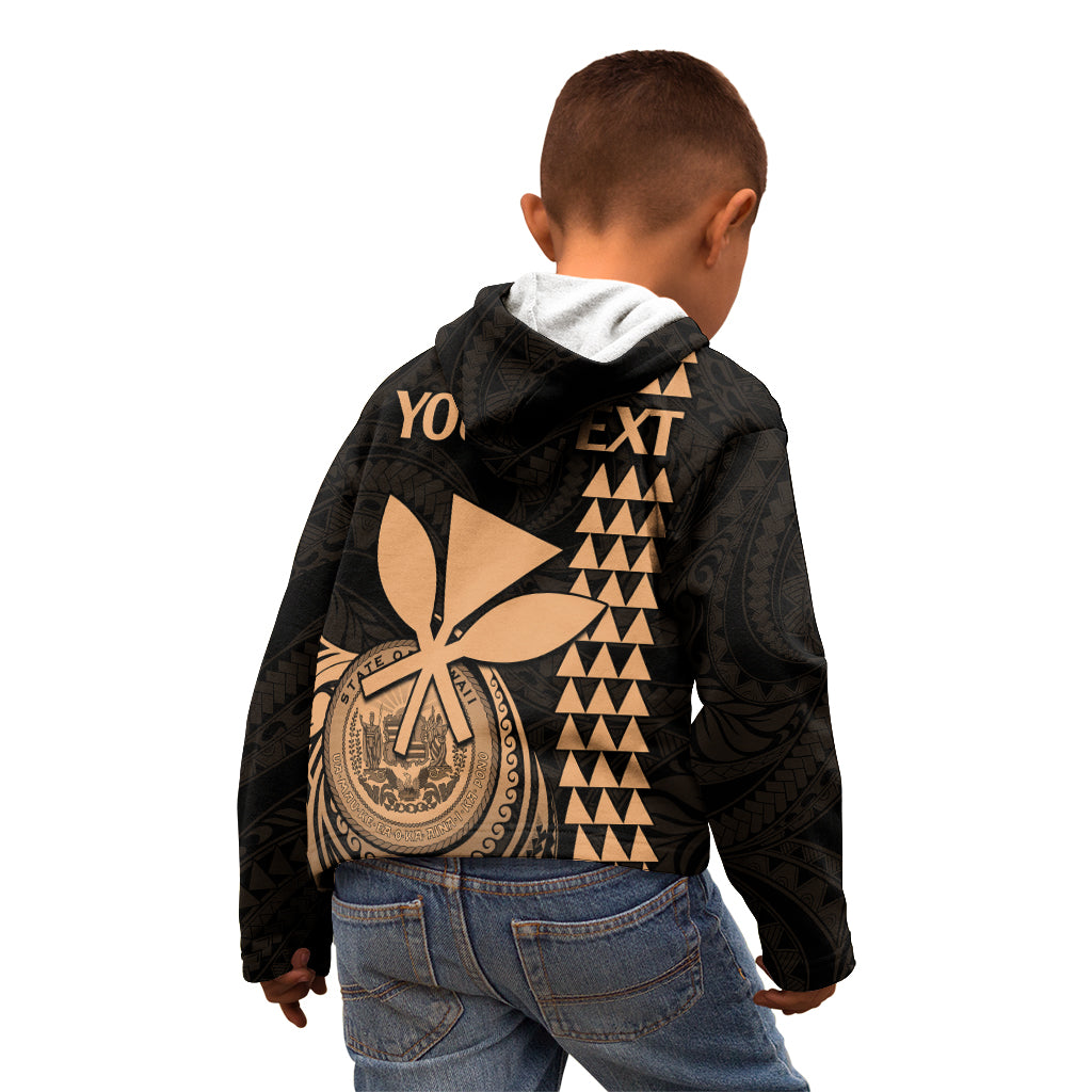 Custom Hawaii Kid Hoodie King Kamehameha - Nude LT9 - Polynesian Pride