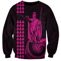 Custom Hawaii Sweatshirt King Kamehameha - Pink LT9 Unisex Pink - Polynesian Pride