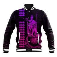 Custom Hawaii Baseball Jacket King Kamehameha - Pink Gradient LT9 Unisex Pink Gradient - Polynesian Pride